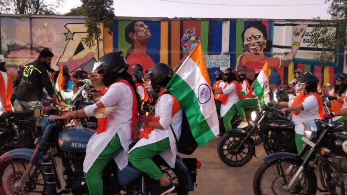 CSP at Women Bikers Parade to Honour Jawan Wives